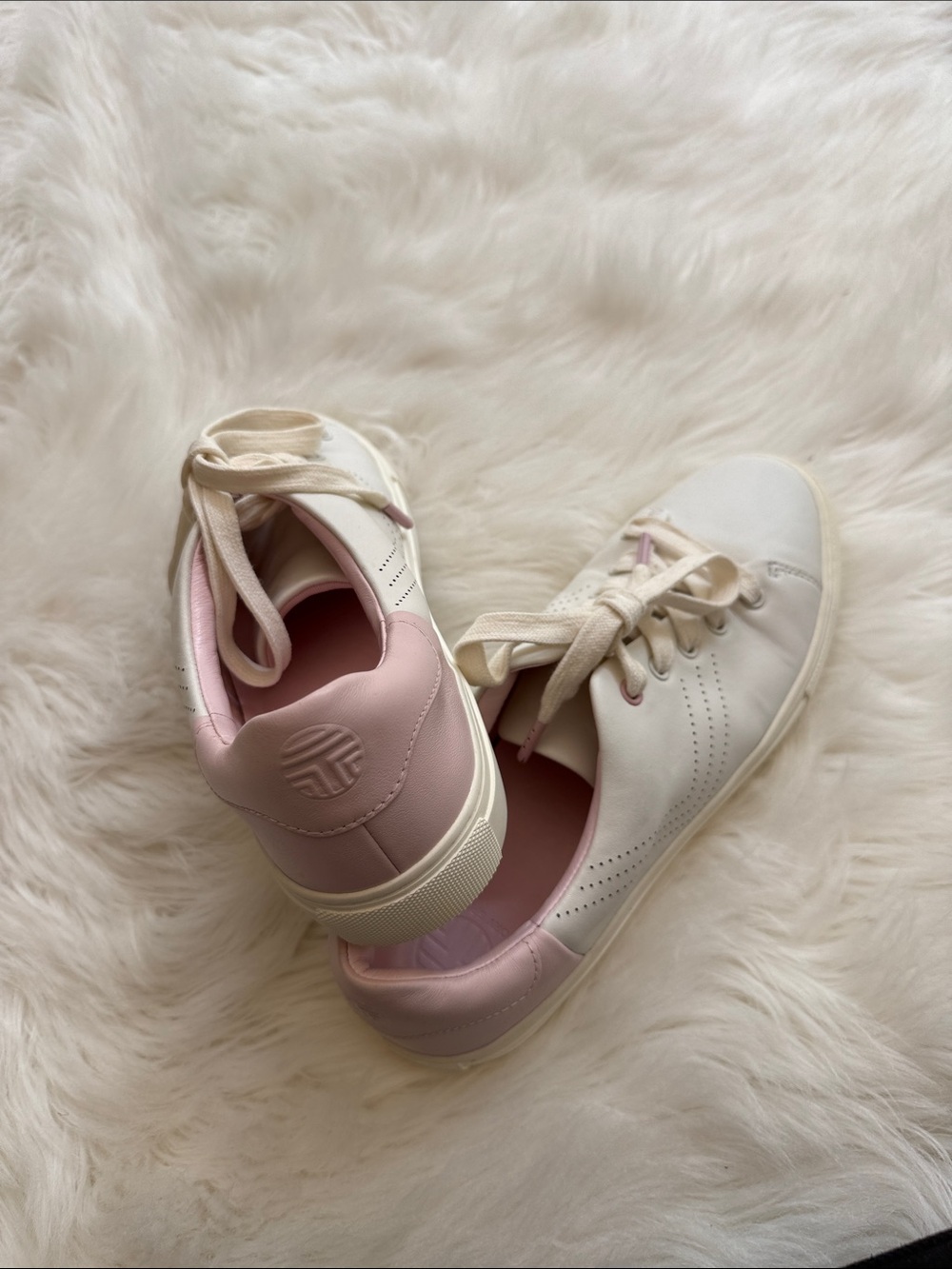 Tory Burch Women's White and Light Pink Casual Golf Sneaker